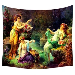 Fantasy Forest Fairy In The Water Nymphs Wonderland Greek Mythology Renaissance Romanticism Wall Hanging Decor Tapestry