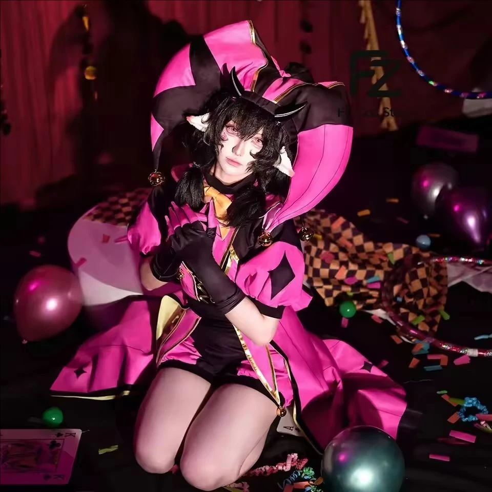 The Freak Circus Columbina Clown Cosplay Kostüm Halloween-Anzug Der Engel Rosa Clown-Outfit TICKET Gruselige Kleidung Yandere Horror