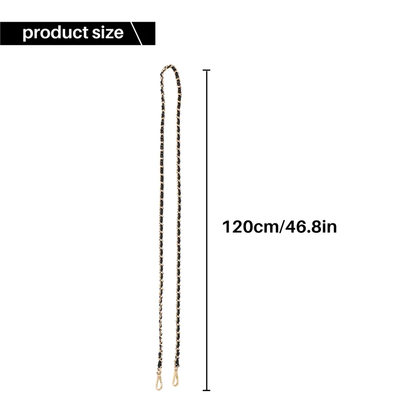 Chain Purse Cross-body Handbag Shoulder Bag Strap Replacement Accessories Light gold + black120cm