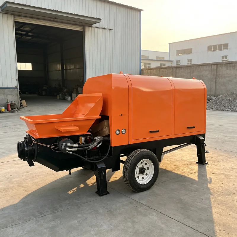 Trailer Mounted Concrete Pump 42m3/h Displacement Hydraulic Drive Assembly for Commercial Foundation Pouring Work