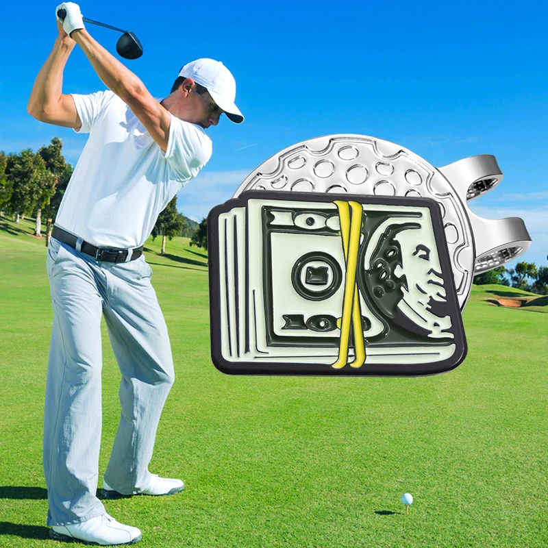 Golf Marker Golf Hat Clip Creative Dollar Currency Baseball Caps Magnetic Metal Clip Golf Training Aids Accessories Gift