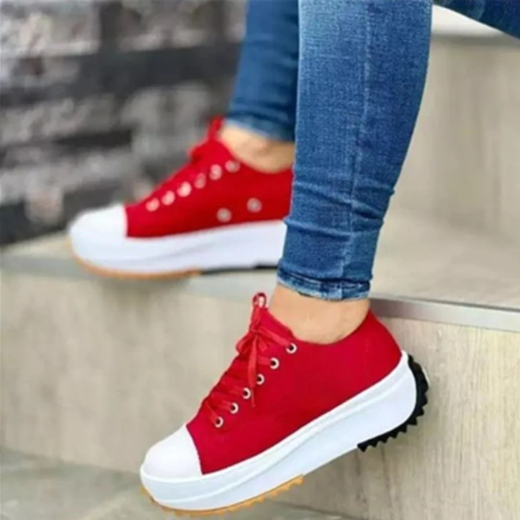 Sepatu tenis bertali wanita, sneaker olahraga Platform klasik untuk Perempuan Musim Panas 2024