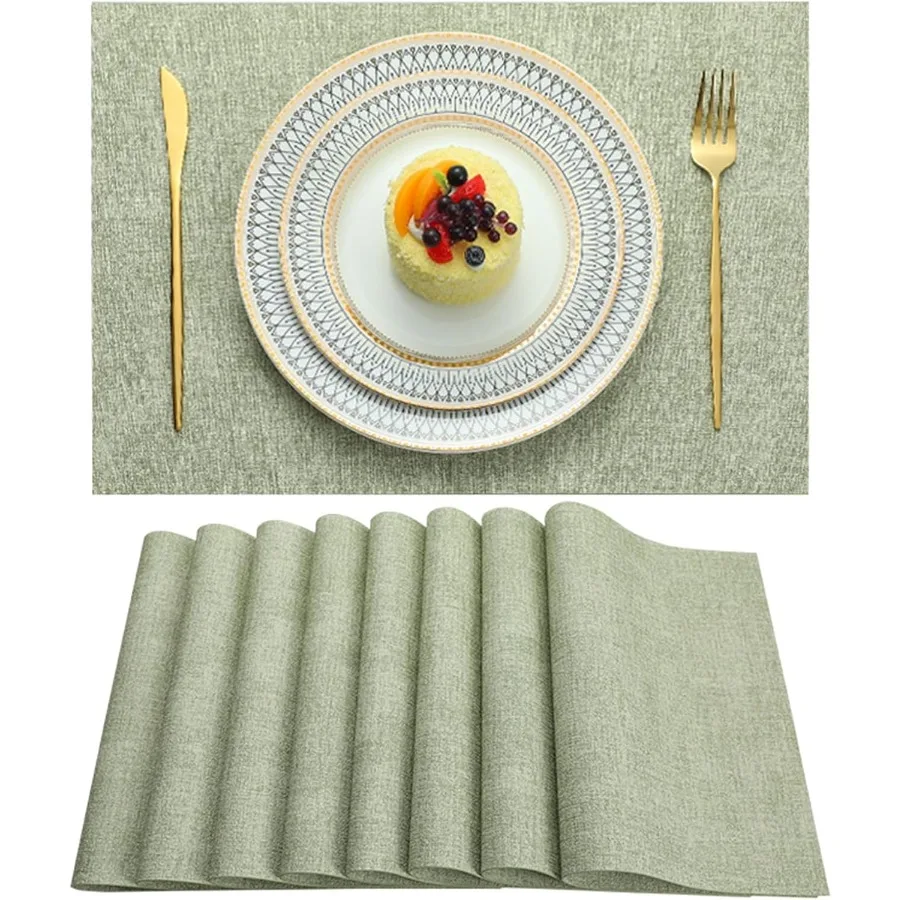 

Набор из 6 моющихся термостойких ковриков для столовых приборов ПВХ тканый коврик для обеденного стола зеленый 4 шт.