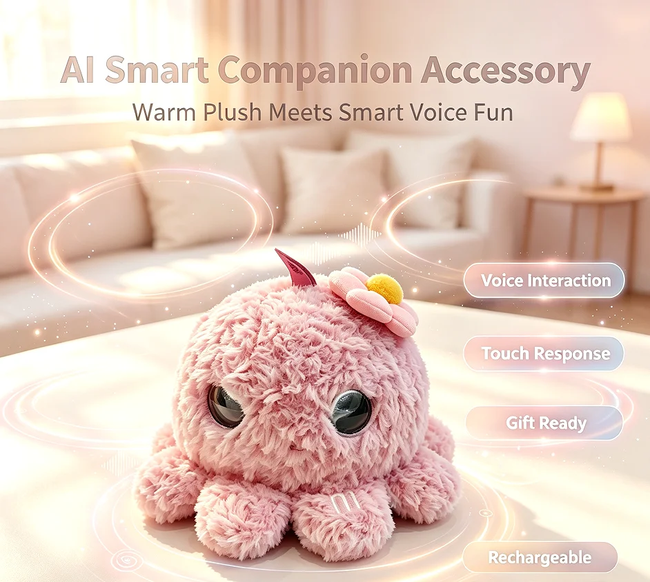 Octopus AI Smart Voice Companion Accessory, Multilingual Chat, Touch Response,  Interactive Desktop Decor