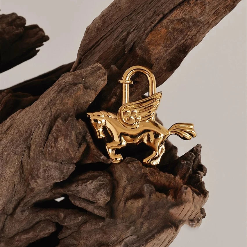 Bag Pendant for Birkin Kelly Bag Pegasus Lock Charm All-steel Animal Metal Lock Bag Pendant High-end Charm Necklace