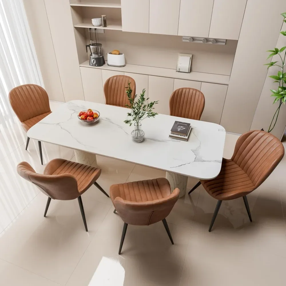 

Dining Chairs, Modern Dining Room Chairs with Comfy Backrest, Thick Upholstered Kitchen Chairs, 19" Height, Metal Legs Solution