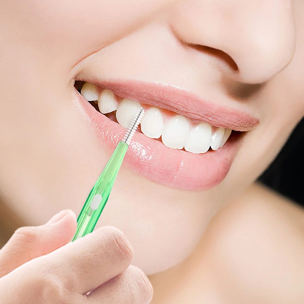 

30 Pcs Interdental Brushes Teeth Gaps Cleaning Brush for Braces Dental Gum Care Portable Flossing Tools Green 0.8mm