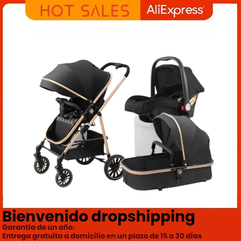 Cochecito de bebé 3 en 1, cochecito de cuatro ruedas High Landscape con confort para el bebé, cochecito para bebés de 0 a 3 años, los mejores cochecitos ligeros