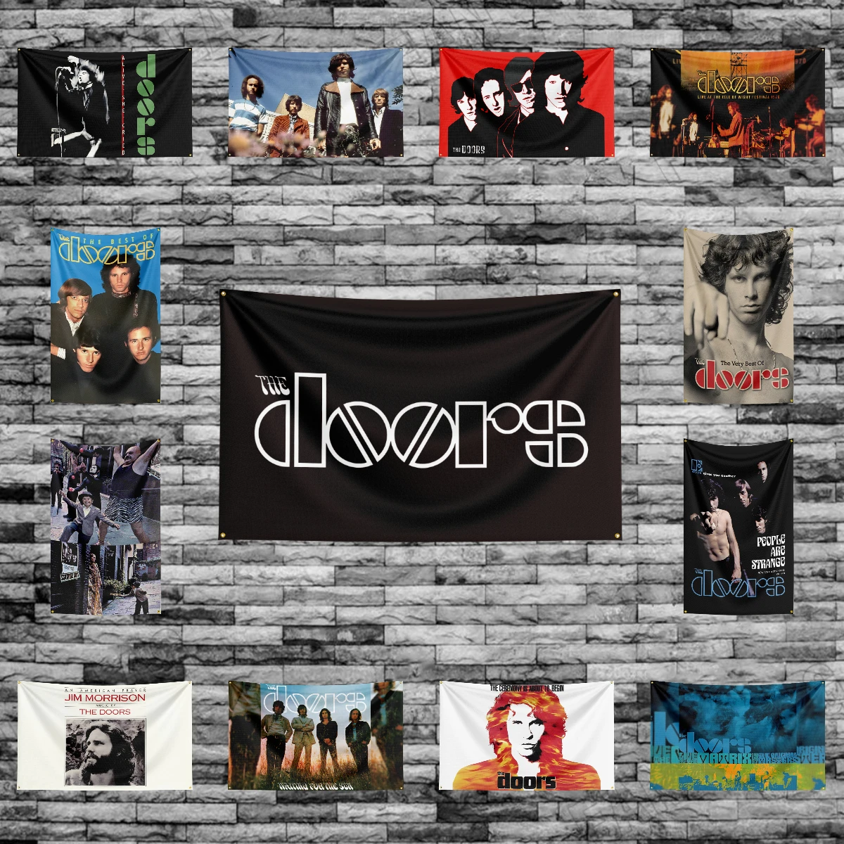 راية طباعة رقمية من البوليستر 3 × 5 أقدام ثقيلة من موسيقى الروك باند-doorss لغرف النوم لوحات فنية لتزيين الجدران من الباب
