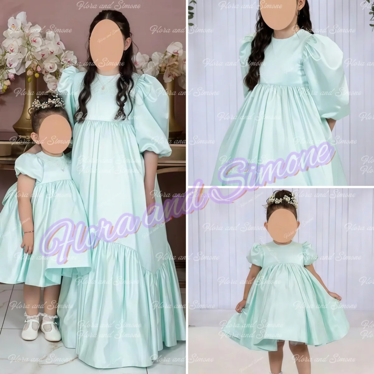 

Индивидуальный пошив: Детское платье для девочек, мятно-зеленое, из атласа, с короткими рукавами, с драпировкой, для подружек невесты, для свадебных церемоний, торжественных приемов и вечеринок