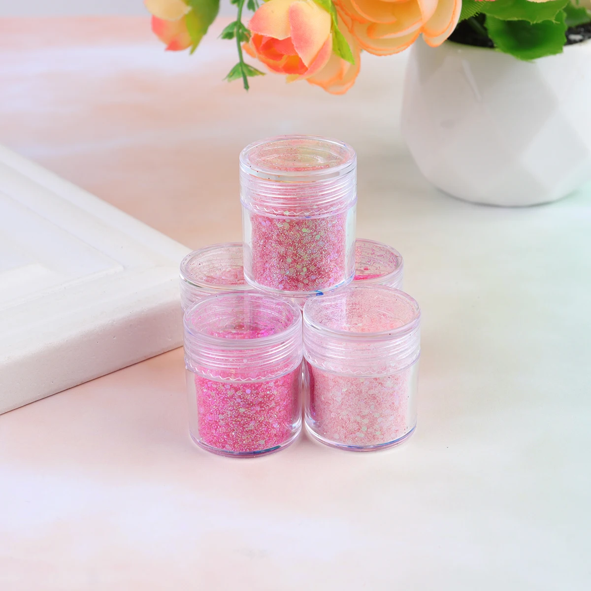 5 Stuks Pailletten Nagel Dompelpoeder Kit 1Mm 2Mm 3Mm Fijne Gemengde Deeltjes Glinsterende Poeder Voor natuurlijke Langdurige Nagels Gemakkelijk