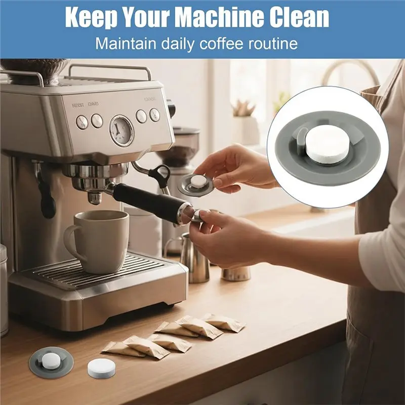 Exquisite-Espresso For Breville Ninja Luxe Cafe Coffee Machine Cleaning Kit 54Mm Reusable Backflush Discs Cleaning Tablets Brush