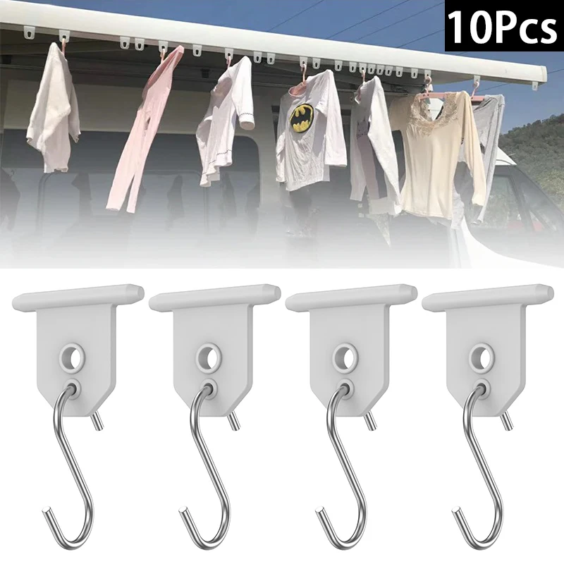 10Pcs RV Awning Hooks Camping Sun Shade S Shaped Hooks Metal RV Party Light Outdoor Clothes Hats Sturdy Hangers
