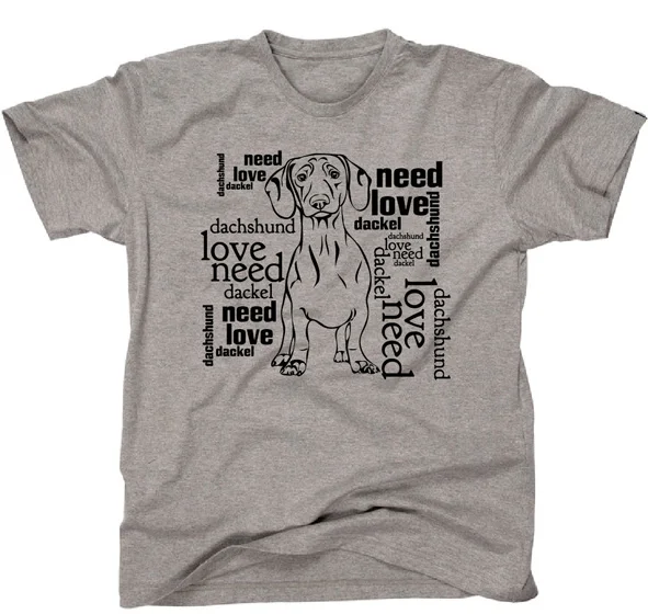 Hot Sale New Men'S T Shirt New Fashion Funny O Neck T Shirt Hund Hunde Dackel Words Love Dachshund T-Shirt Men Clothing