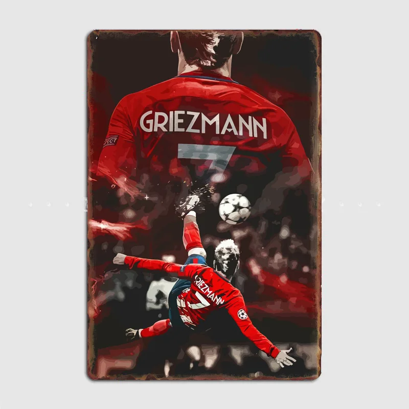 Antoine Griezmann Football Player Poster Metal Sign Spanish Football Clubs Tin Custom Bar Indoor Home Wall Decor Room Decor