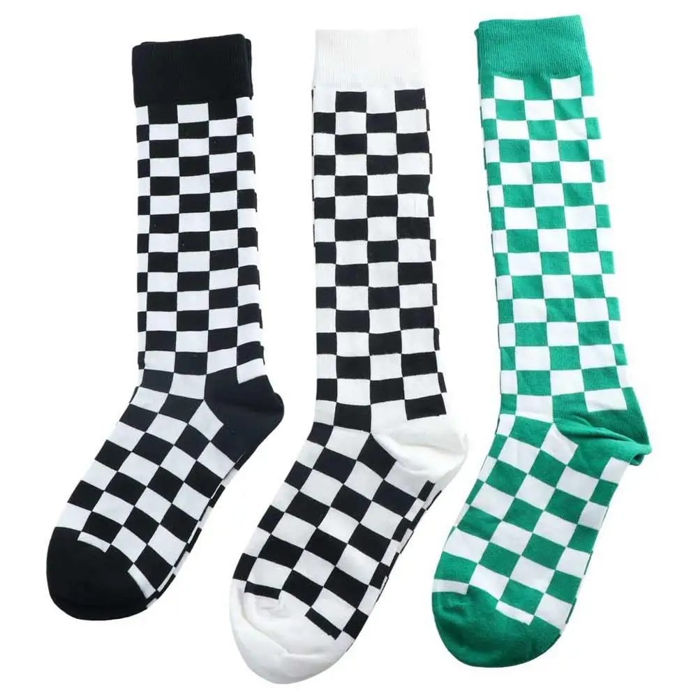 

Breathable Personality Plaid Checkerboard Cool Street style Cotton Women Hosiery Stockings Korean Style Socks