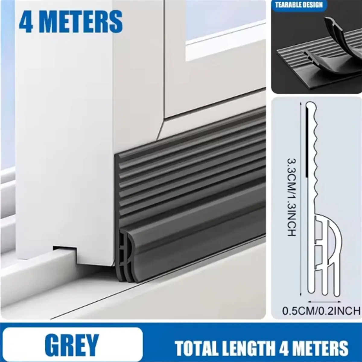 4M Self Adhesive Window Door Seal Strip Windproof Soundproof Dustproof for Sliding Glass Doors Windo Insulation