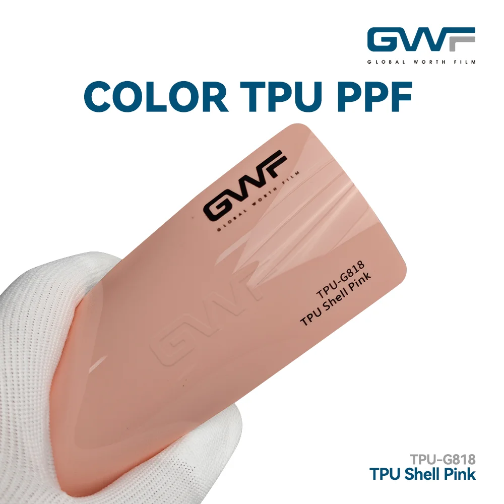 1.52*15m Shell Pink Glossy TPU Cast PPF Self Healing Color Change Anti Scratch Car Wrap Vinyl Roll