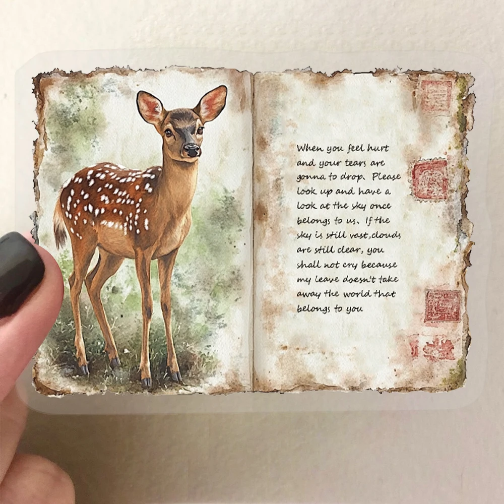 50 Stück Vintage Aquarell Tagebuch PET Aufkleber DIY dekorative Handyhüllen, Schreibtische, Helme, wasserdichte Urlaubsgeschenke Aufkleber