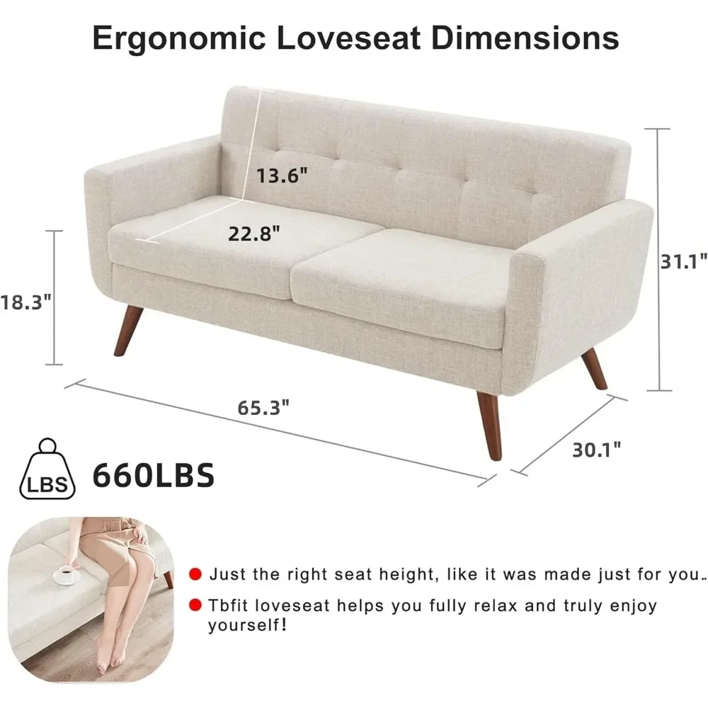 %a Canapé سبب بيج 65 بوصة عرض، ديكور حديث دو ميدي دو سيكل