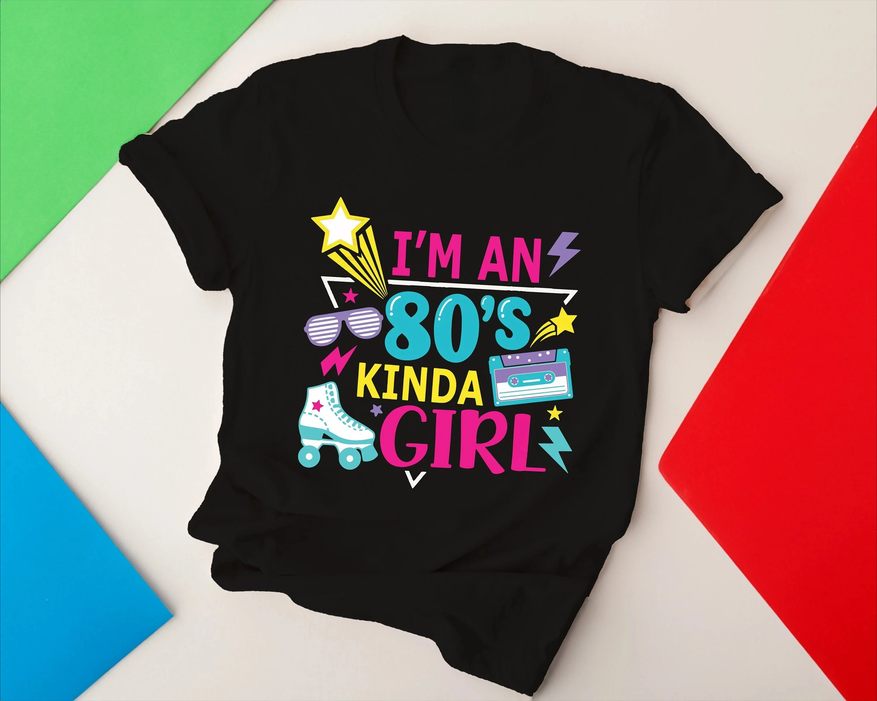 80's Kinda Girl T-shirt Cassette Tape Retro Party Men's Summer Tracksuit Crew Neck Short Sleeve Tops Casual Cotton Sportswear