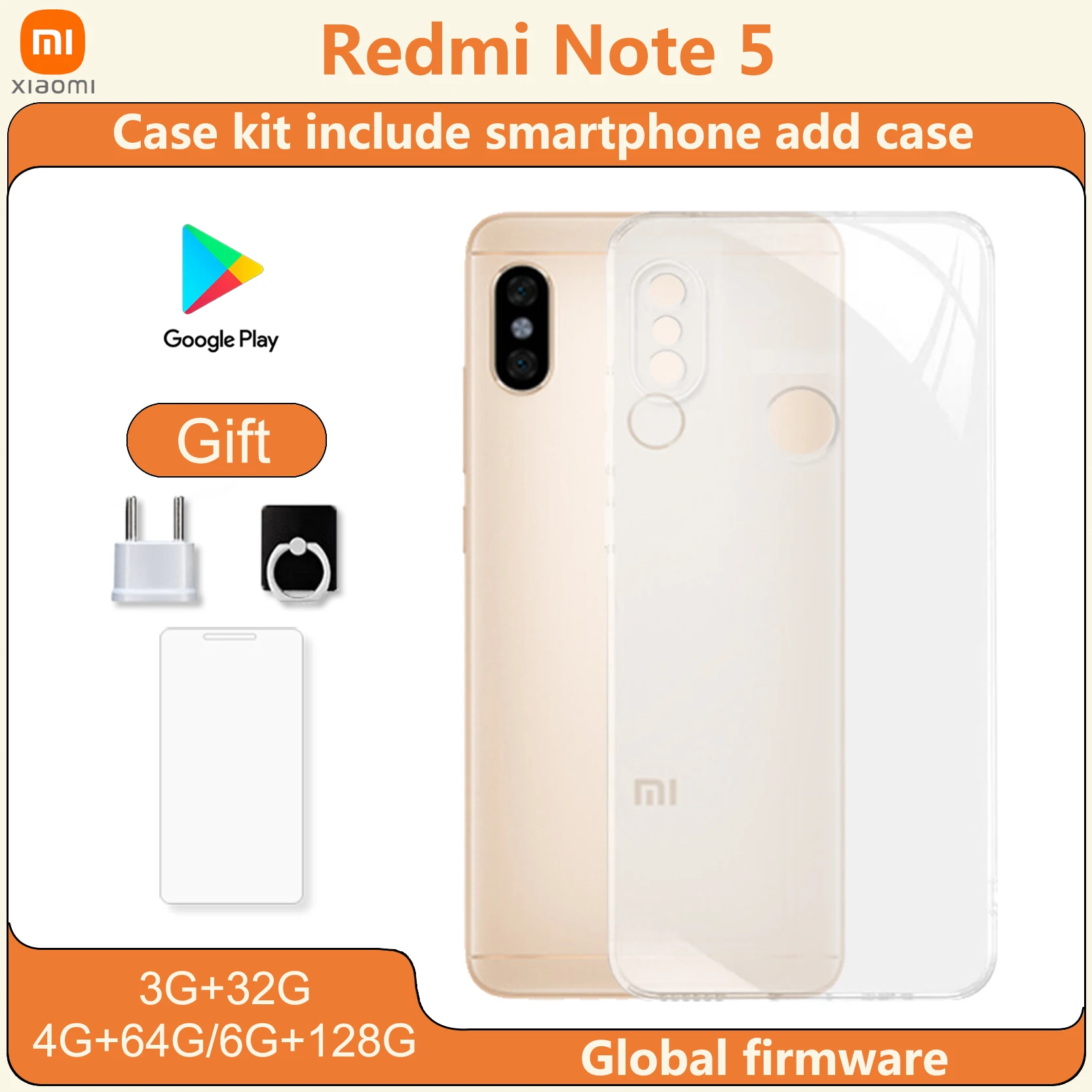 

xiaomi Redmi Note 5 Smartphone case kit Global firmware Snapdragon 636 13.0MP 5.99inch 4000mAh 2160×1080 used phone