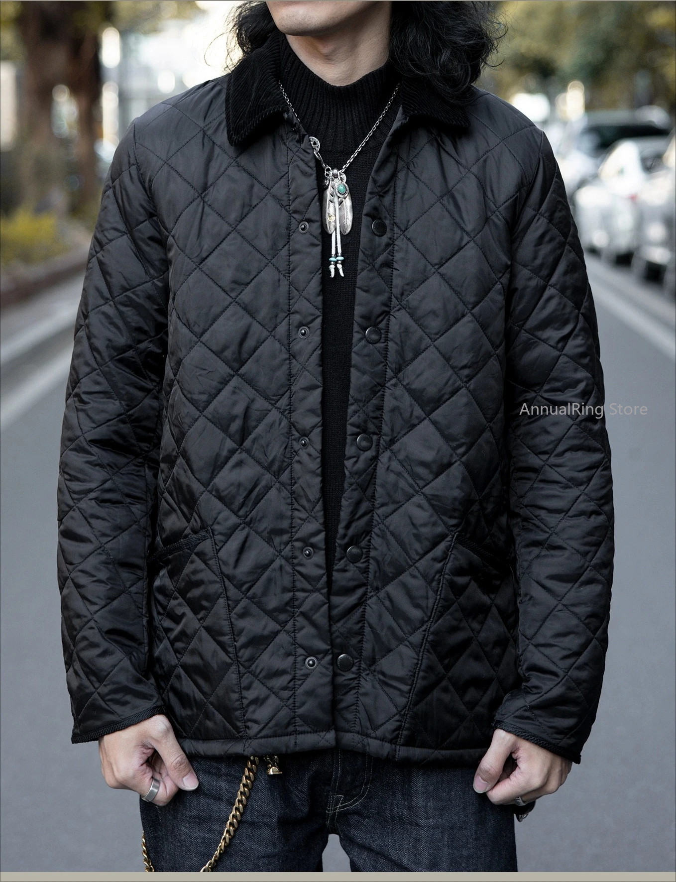 

Red Tornado Heritage Liddesdale Quilted Jacket Men's Snap Front Lightweight Padded Coat with Corduroy Collar