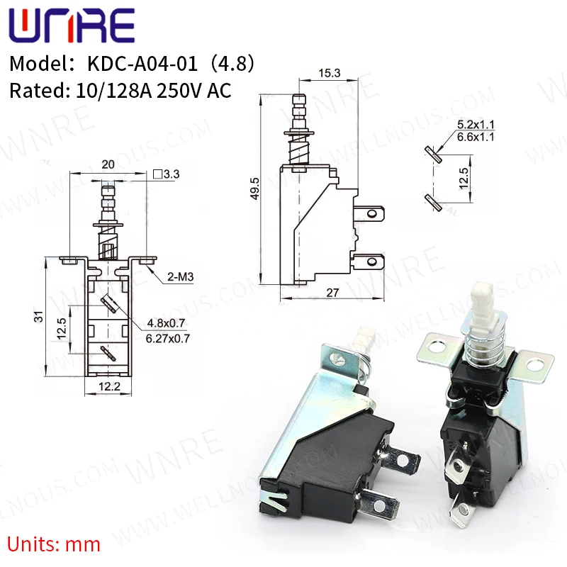 KDC-A04-01 4.8 Power Switch Keyboard TV Home Appliance Switch With Spring Self-locking Button Accessories