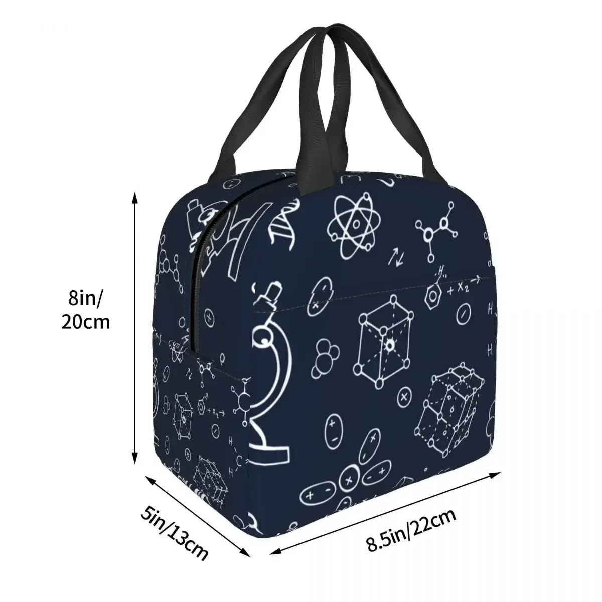 Science Chemistry Pattern Lunch Bags Portable Insulated Canvas Cooler Thermal Picnic Tote for Women Girl