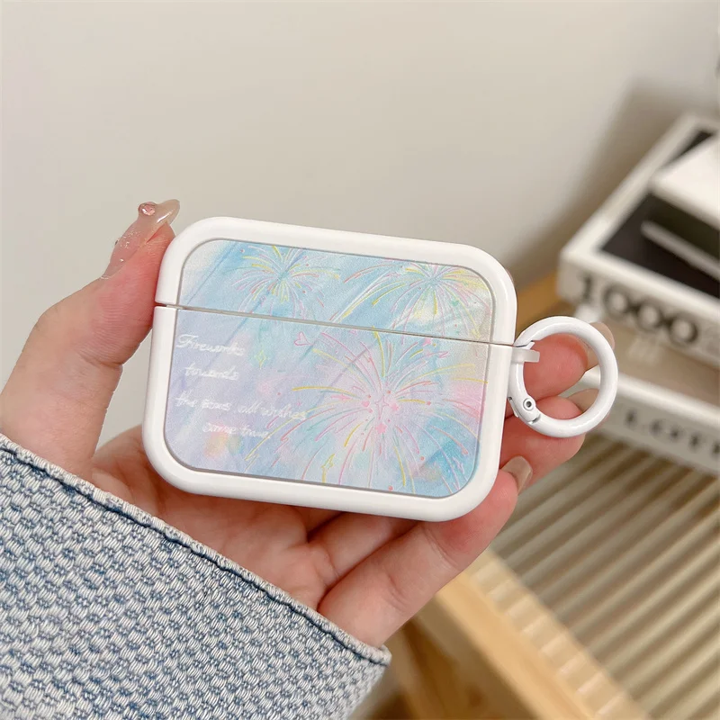 Etui na słuchawki Cute Love Fireworks do słuchawek Airpods 3 2 1 Pro z okrągłym pierścieniem Silikonowe etui do ładowania słuchawek Airpods 2