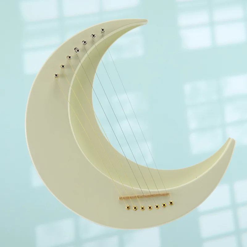 

Hooqu Good Quality White Moon Lyre Harp Children's Mini Harp 7-string Lyra Harp