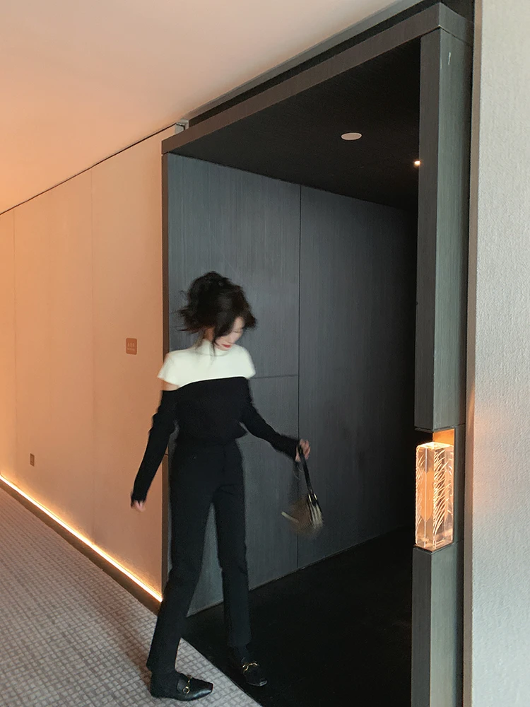 

Брюки Bigyu осенне-зимние, утягивающие, прямые, с высокой талией, эластичные, зауженные к низу, в стиле французского багета, повседневные.