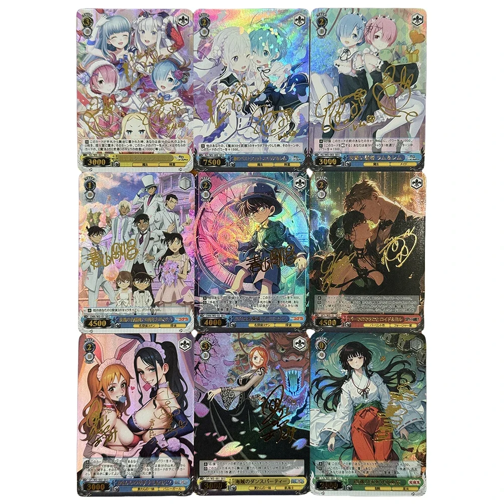 9PC/Set Anime Weiss Schwarz DIY ACG Boy Play Toys Collectible Cards Christmas Birthday Gifts Rem Ram Nami Nico Robin Kagome