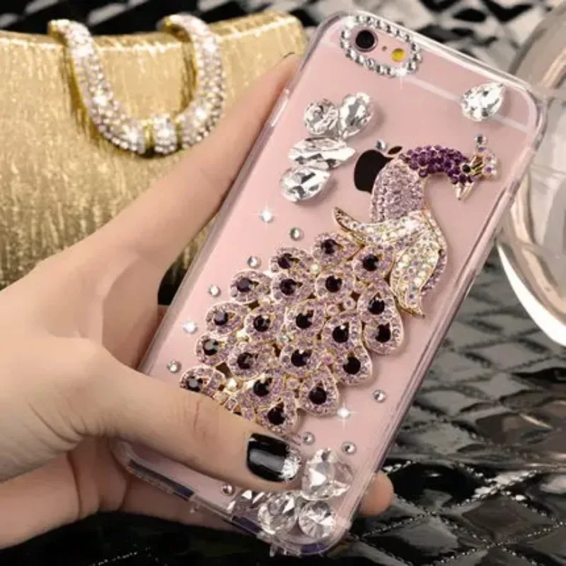 Luxury Bling Crystal Rhinestone Peacock Diamond Soft Phone Case, Cover for Samsung Galaxy S23 Ultra S24 S21 FE S22 Plus Note20