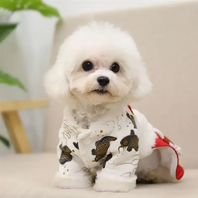 Dog Winter Dress Traditional Thermal Puppy Dress Pet Clothes for New Year Christmas Dog Girl Winter Warm Costume Pet Accessories