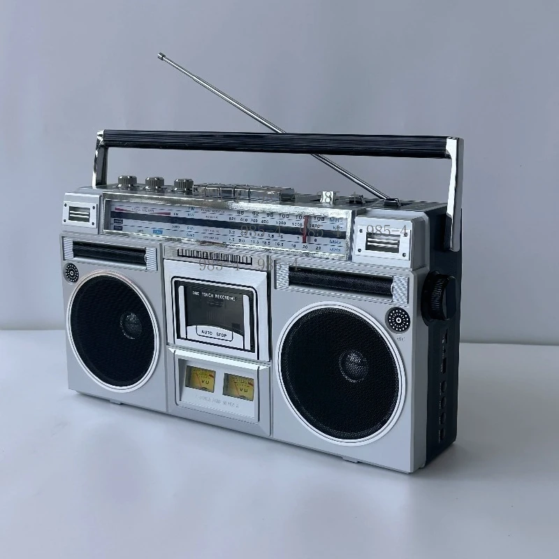 Portable Vintage Cassette Radio, Dual Speaker Stereo Bluetooth Player with USB Playback and Recording