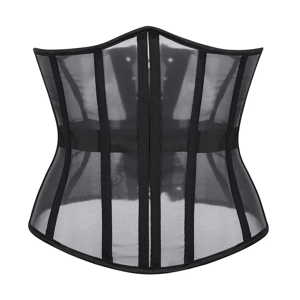 Underbust Corset Top Women Gothic Breathable Mesh Bustier Plastic Bones Basques Body Shaper Sliming Waist Trainer Corselet