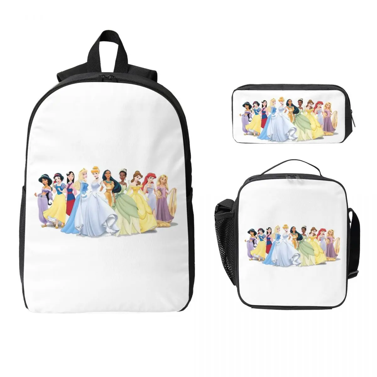 

Cinderella Backpack Student Boys Girls BookBag School Bag Computer Shoulder Bags 3ps Insulated Lunch Bag Pencil Case