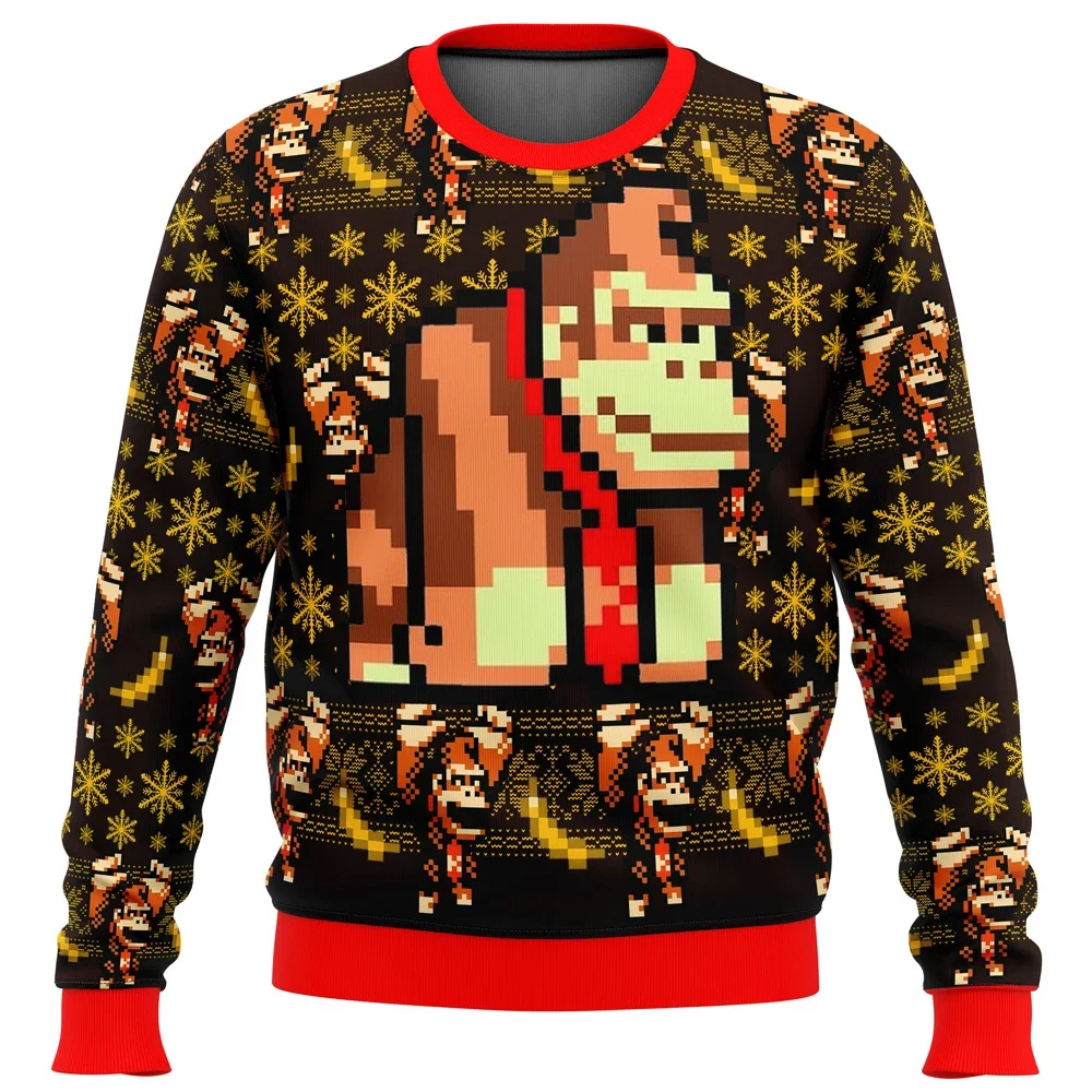 

Donkey Kong Drums Ugly Christmas Sweater Gift Santa Claus Pullover 2024 Mens 3D Sweatshirt And Tops Autumn And Winter Clothing