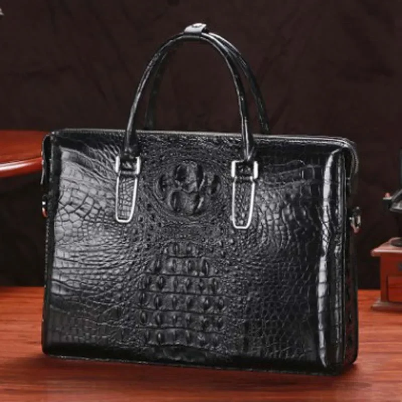 LINSHE crocodile  men  handbag  Cross section  Men's bags  business  Laptop bag  One shoulder