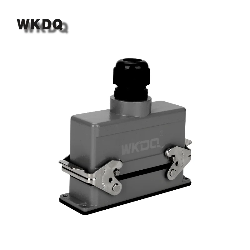 HDC-HE-024 Rectangular Heavy Duty Connector 24 Core Industrial Waterproof Aviation Plug Socket 16A 500V HE24 Top/Side Entry Hood