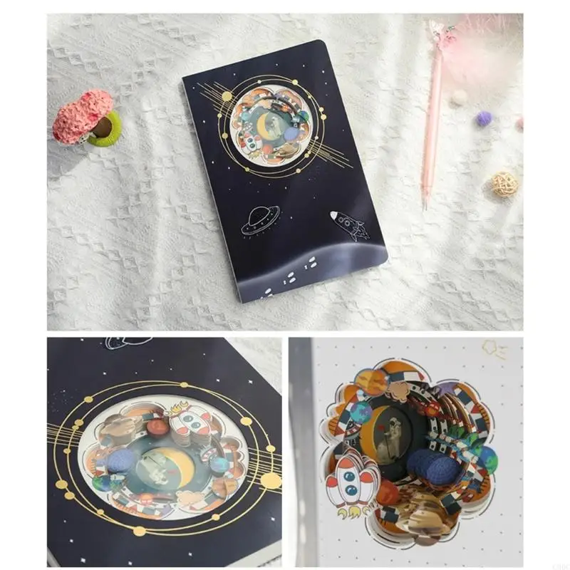C90C Novelty Notebook สำหรับศิลปินนักศึกษา, Space Wonderland Notebook วารสาร 120 หน้าด่างสำหรับการเขียนภาพร่างการวาดภาพ