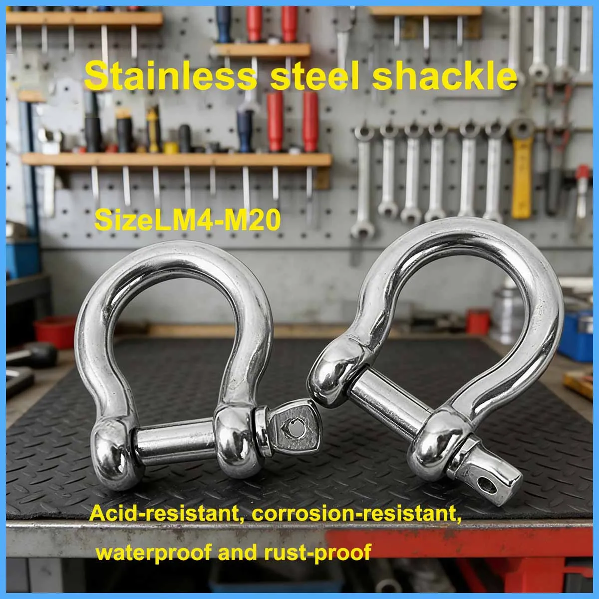 304 Stainless Steel U‑Shaped Lifting Shackle Bow‑Type Horseshoe Shape Shackle with Nut for Lifting Rigging Hardware Accessory