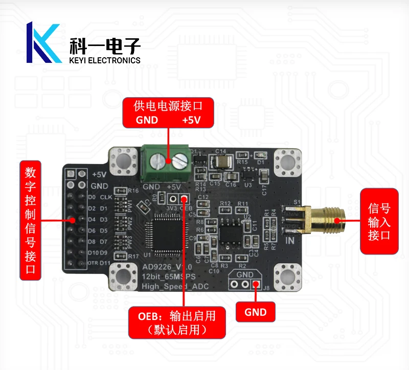 AD9226 Module 12 Bit High-speed ADC Data Acquisition Analog-to-digital Converter 65MSPS Sampling FPGA Matching