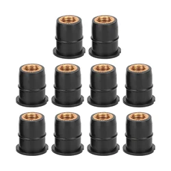 10PCS Well Nut M6x0.8mm Rubber Captive Brass for Motorcycle ATV Windscreens Body M6 Well Nut Rubber Well Nut Windscreen Well Nut