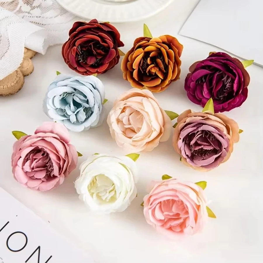 50/100pcs Silk Artificial Flowers Rose Home Vase Table Outdoor Yard Garden Wedding Room Bridal Bouquet Diy Scrapbook Accessory