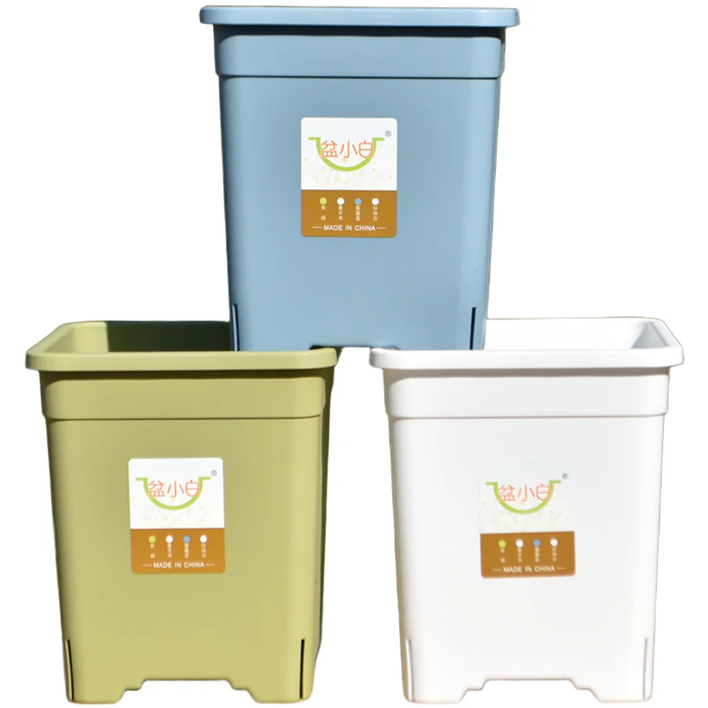 Square Plastic Flower Container with Tray 15.5x15.5cm for Roses Hydrangeas Thick Construction Indoor Outdoor Planting Pot