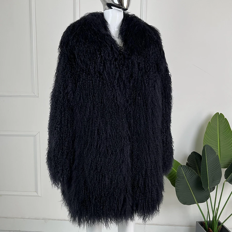 

Mongolian Sheep Jackets With Collar Lapel Long Jackets Real Sheepskin Jacket Top Furry Jackets Warm Natural Sheep Fur Coat