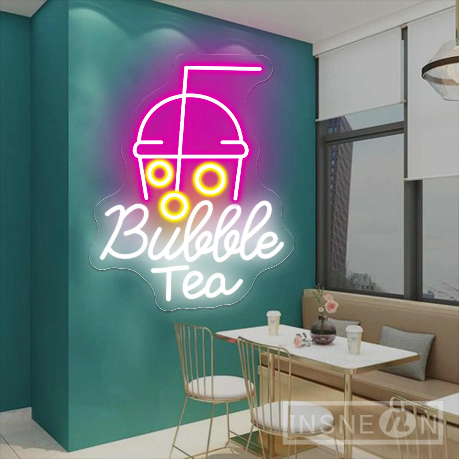 Bubble Tea Neon Sign Led Light Bubble Tea Shop Decoration Room Cafe Restaurant Decor Wall Hanging Neon Light LED Signs Welcome