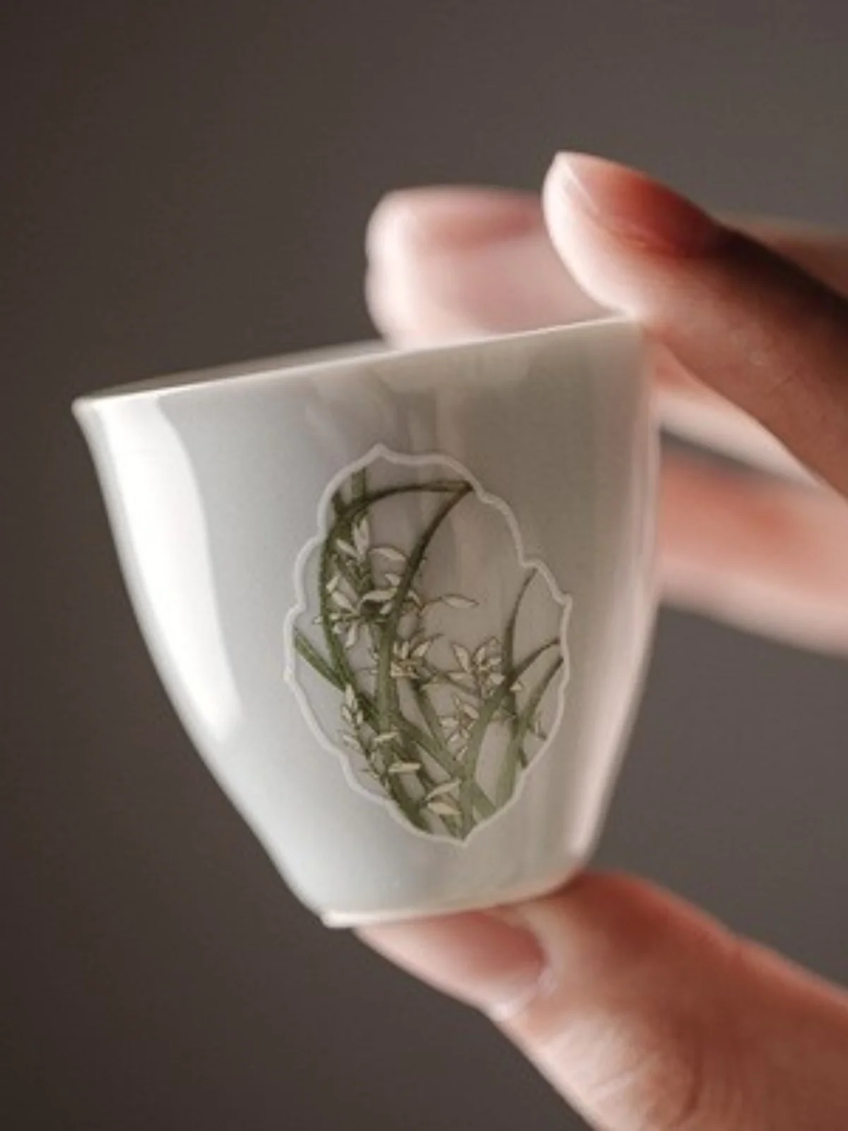 

Retro Chinese Blue Porcelain Handmade Song Dynas High Footed Open Window Orchid Owner Cup Gongfu Tea Set Tea Cup Tasting Cu...